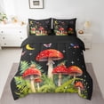 thumbnail image 2 of jejeloiu Cute Mushroom 7 Pieces Bedding Comforter Set,Country Botanical Leaf Full Bedding Set,Kawaii Purple Butterflies Fitted Sheet Flat Sheet For Girls Boy,Breathable Home Decor Reversible, 2 of 8