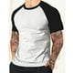 thumbnail image 2 of Camisetas Mens Moda Empalme Manga Corta Cuello Redondo Blusa Superior, Poliéster Ligero para el Uso Diario Y de Primavera Casual, 2 of 9