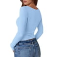 thumbnail image 7 of Women's Long Sleeve Shirts 2026 Spring Ribbed Ruched Crop Tops Casual Round Neck Bell Sleeve Going Out Y2K Clothes, 7 of 7