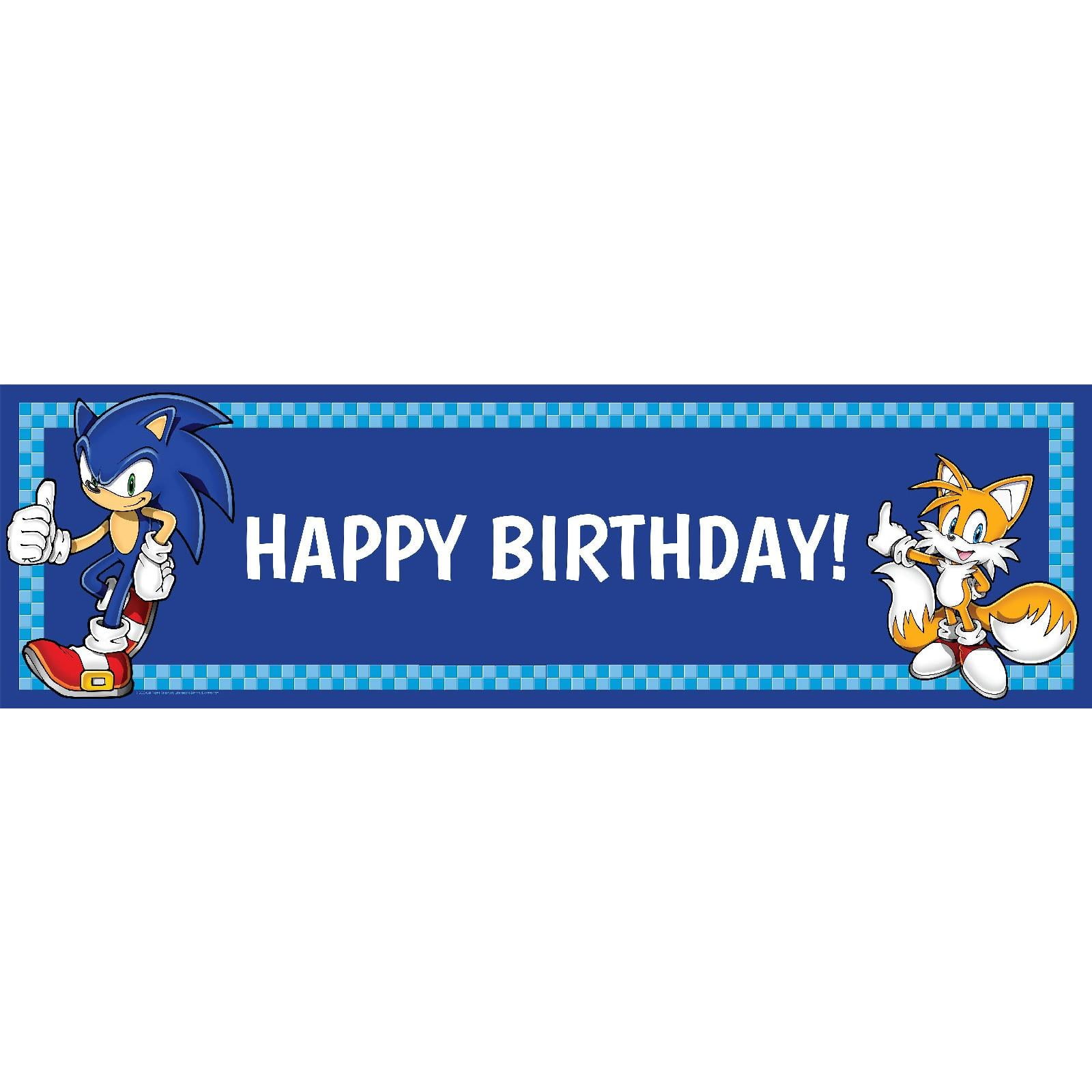 x2 Personalised Birthday Banner Sonic Design Children Kids Party Decoration 14 