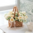 thumbnail image 3 of Bienvenido 4 racimos de flores artificiales para decoración, ramo falso de rosas artificiales, arreglos de seda, centro de mesa de plástico para pastel de florero (no incluye florero), 3 of 7