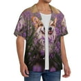 thumbnail image 2 of Kdxio Men'S Hawaiian Shirt For Men Short Sleeve Shirt Dog In Lavender Flowers Summer Casual Holiday Beach Button Down T-Shirts, 2 of 5