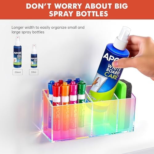 Magnetic Dry Erase Marker Holder, Acrylic Magnet Pen Holder for Whiteboard, Refrigerator, Magnetic Fridge Organizer for Office, Classroom, Whiteboard Maker Holder, Locker Organizer(Colorful)