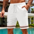 thumbnail image 3 of Bermuda Shorts for Men Summer Casual Waffle Knit Elastic Waist Straight Leg Slim Fit Beach Shorts with Pockets, 3 of 9