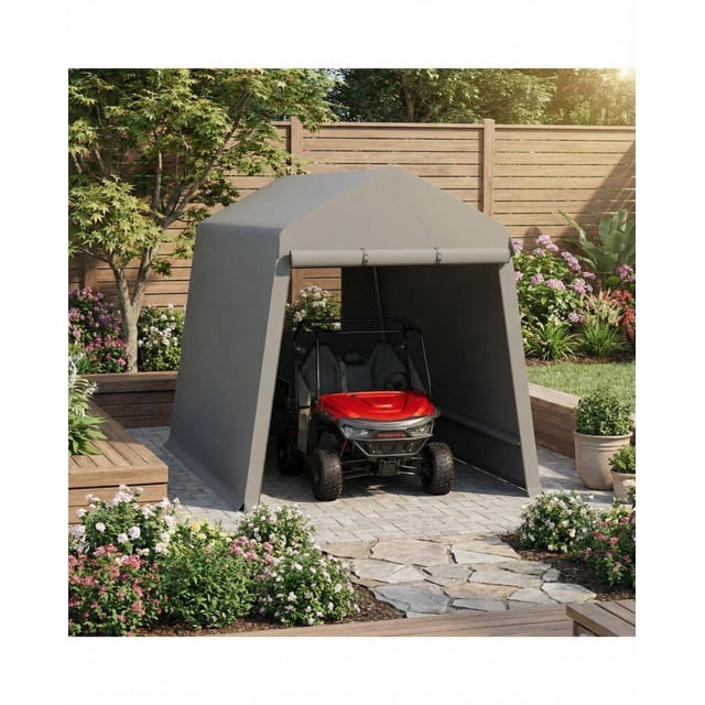 AKDSteel Tente de Rangement Extérieure Robuste, Abri d'Auto Imperméable et Résistant aux UV avec Portes à Glissière Enroulables et Évents