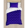 thumbnail image 3 of Navy Duvet Cover Set, Polka Dots Pattern Nostalgic Feminine Shabby Form Little Spots Motif, Decorative 3 Piece Bedding Set with 2 Pillow Shams, King Size, Purple White, by Ambesonne, 3 of 3