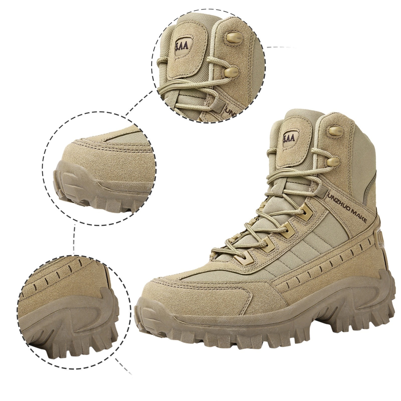 eileial Waterproof Hunting Boots for Men, Hiking, Climbing, Trekking Lace-up Shoes with Thick Rubber Sole,Brown 9