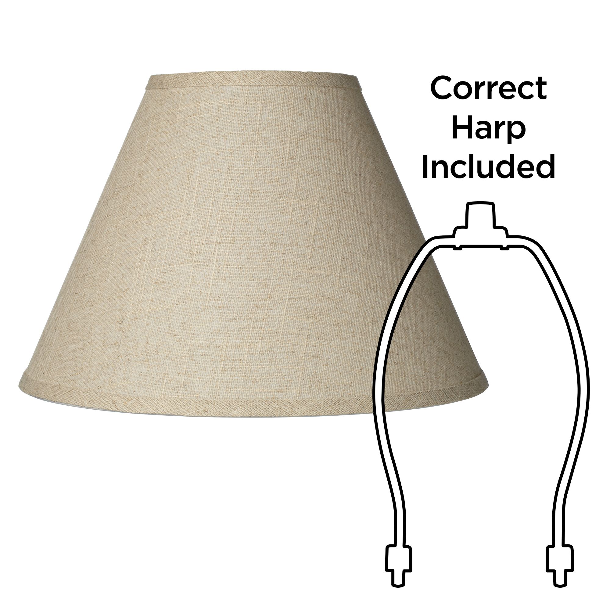Springcrest Set of 2 Empire Lamp Shades Fine Burlap Medium 6.5" Top x 15" Bottom x 10.75" Slant Spider Replacement Harp and Finial