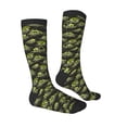 thumbnail image 3 of Picia Women Crew Soft Moisture-wicking Socks Light Green Excavator Pattern Design Cotton Socks, One Size fit All, 3 of 9