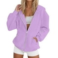 thumbnail image 4 of felwors Women's 2025 Zip Up Y2K Hoodies Casual Long Sleeve Sweatshirts Fall Spring Track Jackets with Pockets Light Purple, XXXL, 4 of 9