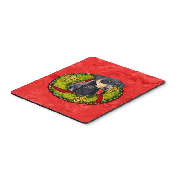 Doberman Christmas Wreath Mouse Pad Hot Pad or Trivet