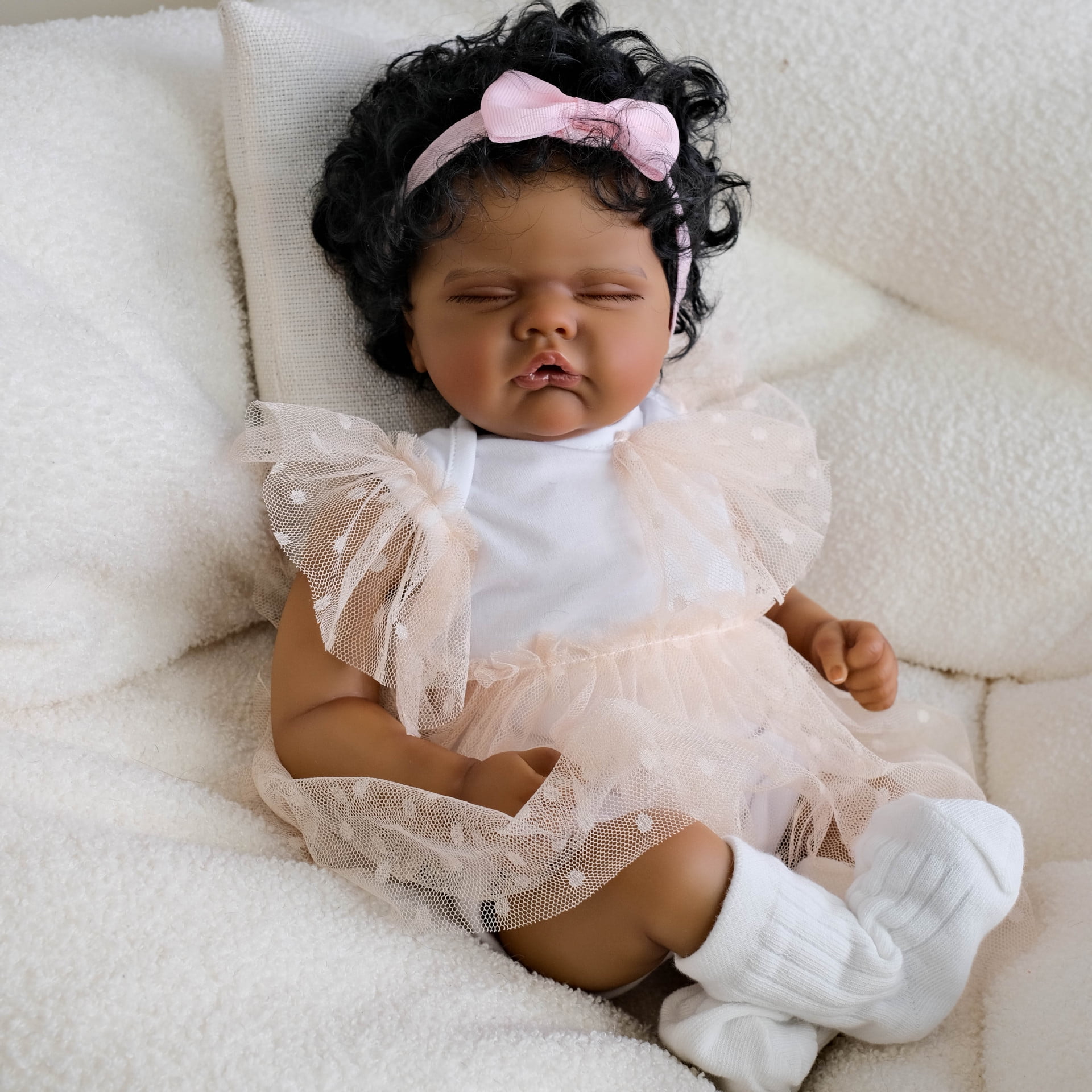 Reborn Baby Dolls Black - 18 Inch African American Handmade Realistic Newborn Baby Doll, Real Baby Reborn with Accessories & Gift Box for Kids Age 3+