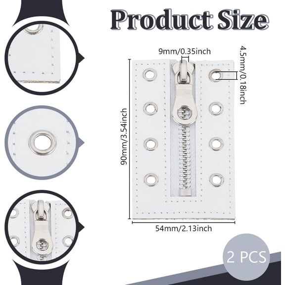 2Pcs No Tie Leather Boot Zipper Inserts 4 Eyelets Zipper Boot Laces White Metal Inserts 3.5 x 2.1 Inch No Tie Shoe Laces for Men Women Crochet Purse Making Tieless Sneakers Repair DIY