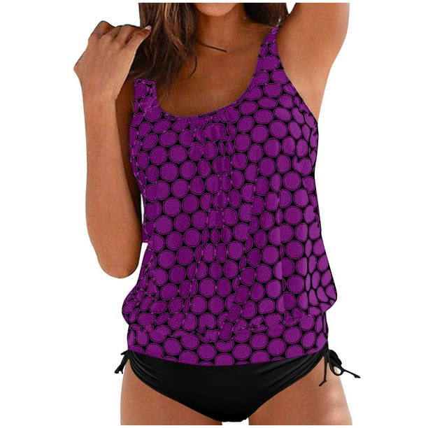 MKLEKYY Bikini Mujer Traje De Baño Women High Waisted Bikini Sexy Push Up Two Piece Swimsuits Vintage Swimsuit Two Piece Retro Ruched High Waist Print Bikini Set 2390