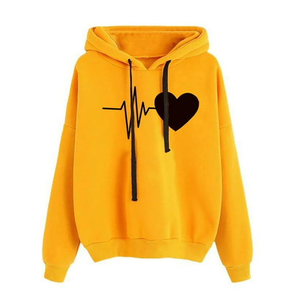 DDAPJ pyju Womens Heartbeat Print Hoodies 2023 Trendy,Oversized Y2K Hooded Sweatshirt Loose Casual Long Sleeve Drawstring Pullover Hoodie Fashion Streetwear Tops
