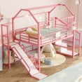 thumbnail image 2 of ChenyueFurn MDF+Metal Noise-free Design Full Loft Bed with Slide and Stairs Pink, 2 of 18