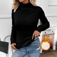 thumbnail image 3 of Wutalume Women's Casual High Neck Fleece Lined Knitted Sweater, Solid Color Loose Warm Top, Winter Pullover for Cold Days and Indoor Comfort,Black 2XL, 3 of 8