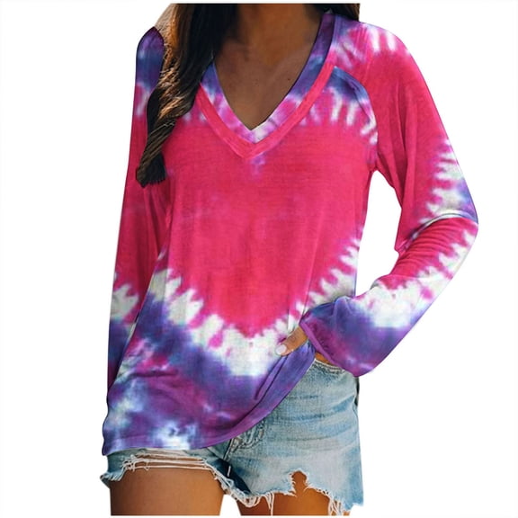 IROINNID Discount Christmas Shirts for Women V-Neck Lounge Print Raglan Long Sleeve T-Shirt Top,Pink