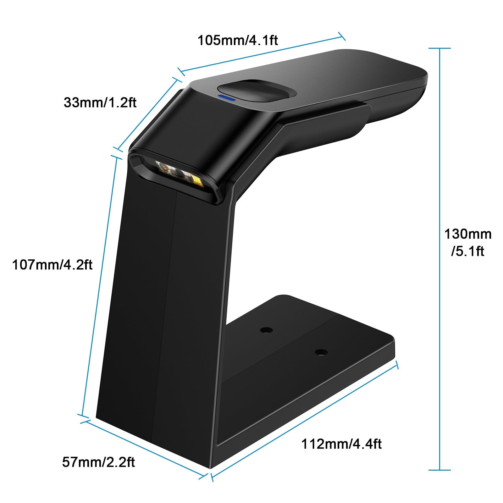 1D/2D QR Wireless Barcode Scanner With Stand,Automatic Scanning Available,1800mA*H Recharable Battery