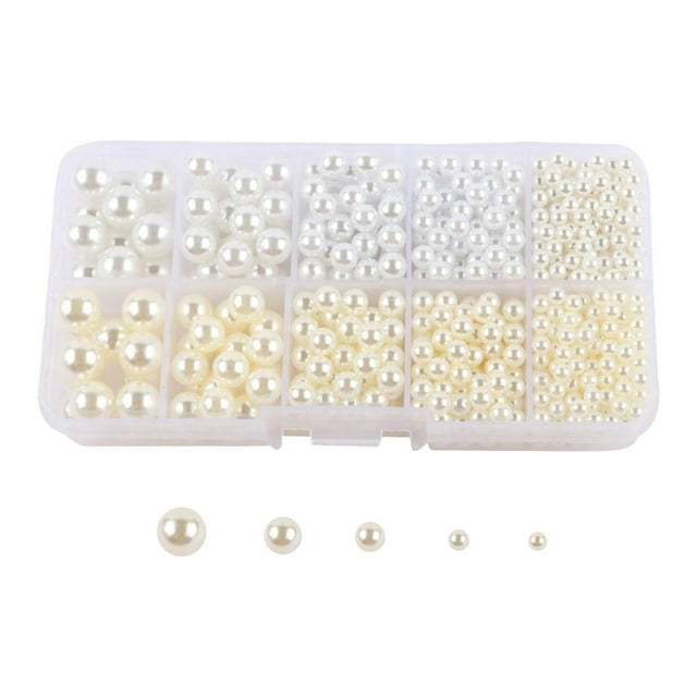 Cuentas redondas sueltas, accesorios para manualidades, decoración del hogar, cuentas sin agujeros, sin perforar beis blanco