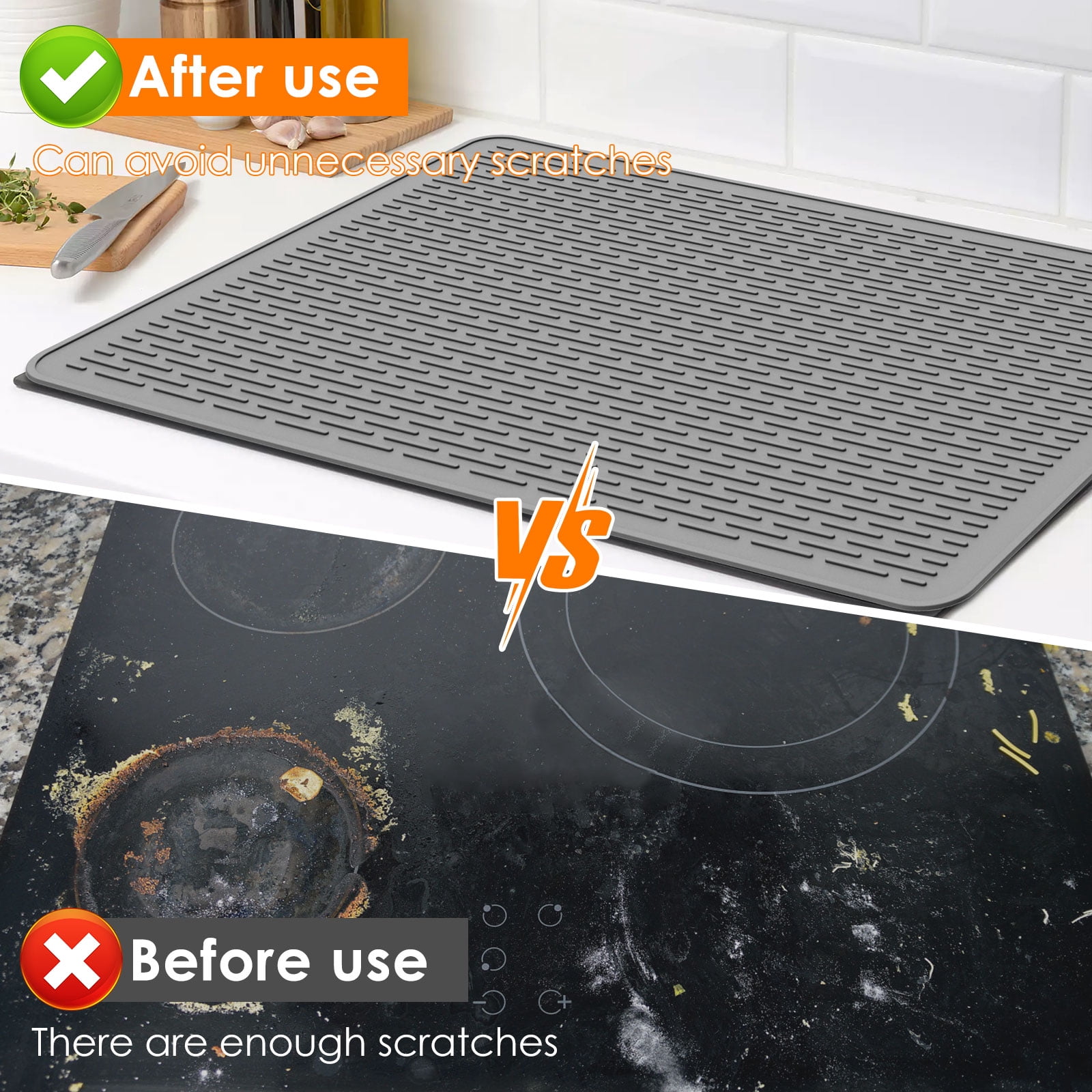 Ikoopy Thermochromic Silicone Stove Top Cover Extra Large Rollable Glass Cooktop Protector for Electric Stove Kitchen Countertop