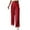 Red, variant on Womens Casual Long Pants Ruched High Waist Palazzo Trousers Lightweight Straight Wide Leg Pants Lace-Up Button Slacks