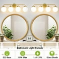 thumbnail image 5 of Vanity Lights for Bathroom Gold 4-Light Globe Mordern Vanity Light Fixtures Over Mirror with White Globe Shade, 5 of 8