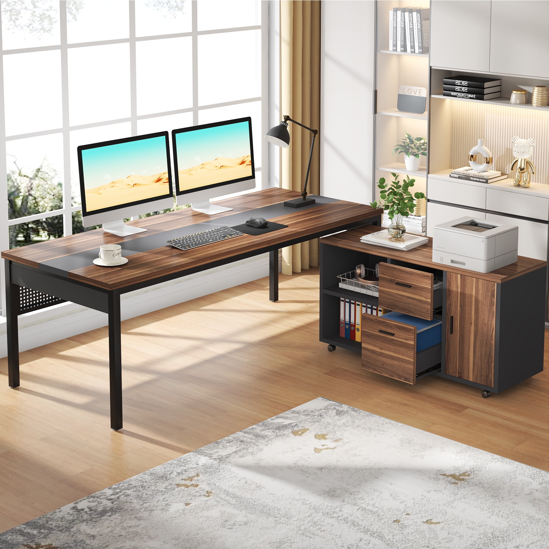 Tribesigns 70.8" Large Computer Desk with 47" File Cabinet