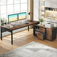 thumbnail image 6 of Tribesigns 70.8" Large Computer Desk with 47" File Cabinet, L Shaped Executive Office Desk Workstation, Walnut & Black, 6 of 9