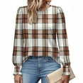thumbnail image 3 of Women's Puff Long Sleeve Shirts Crew Neck Loose T-Shirts Dressy Casual Work Blouses Fall Tops Trendy Clothes, 3 of 4