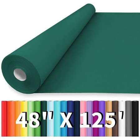 48"x1500" (125') Dark Green Wrapping Paper, Colored Kraft Paper Roll for Christmas Art Crafts Poster Bulletin Construction Floor Covering Table Runner, Floral Bouquet Wrapping