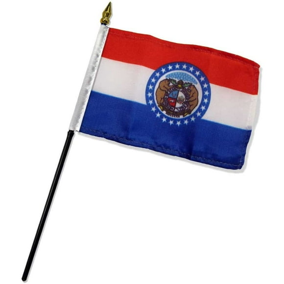 Quality Standard Flags One Dozen Missouri Stick Flag, 4 by 6"