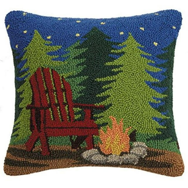 Peking Handicraft 30GY239C16SQ 16 x 16 in. Campfire Scene Hook Pillow