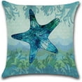 thumbnail image 4 of Throw Pillow Covers Sea Theme Marine Animal Pattern Cotton Linen Pillow Covers Home Decorative Sofa Summer Beach Throw Pillowcase Cushion Covers Coastal Theme 18"x 18" Set of 4 (BOG02), 4 of 5