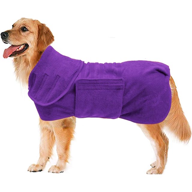 Pet Bath Robe, Super Absorbent Fast Drying Dog Drying Coat with Adjustable Features for Effortless Post-Shower Care (Comfortable, Microfibre Material & Quick Drying)