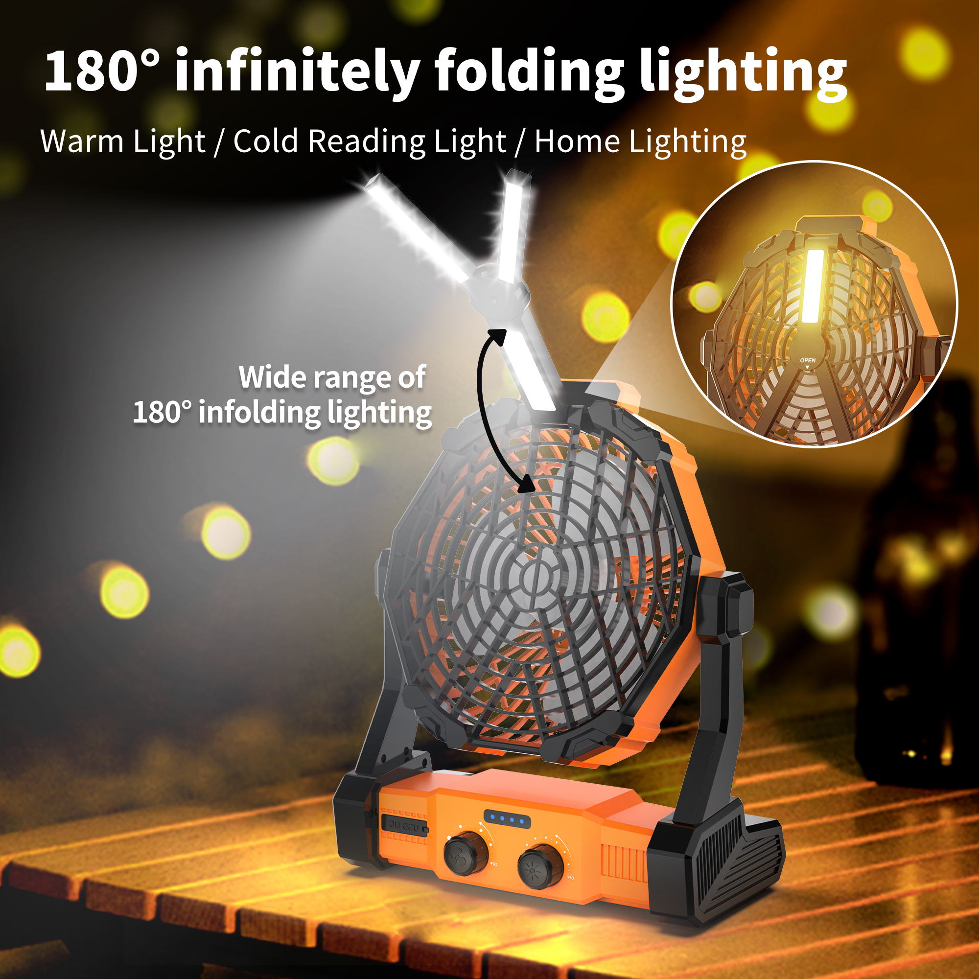 Uarter 7-Inch 4-Speed Portable Rechargeable Camping Fan
