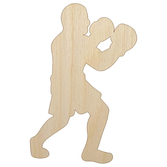Boxer Boxing Fighting Pose Wood Shape Unfinished Piece Cutout Craft DIY Projects - 6.25 Inch Size - 1/4 Inch Thick