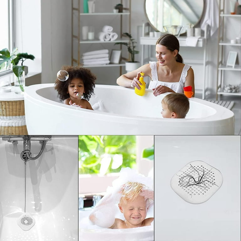 2 Pieces Shower Drain Hair Catcher Bathtub Stopper, Home Protectors with  Sucker Water Trap Sink Cover for Bathroom Bathtub and Kitchen (Grey,White)
