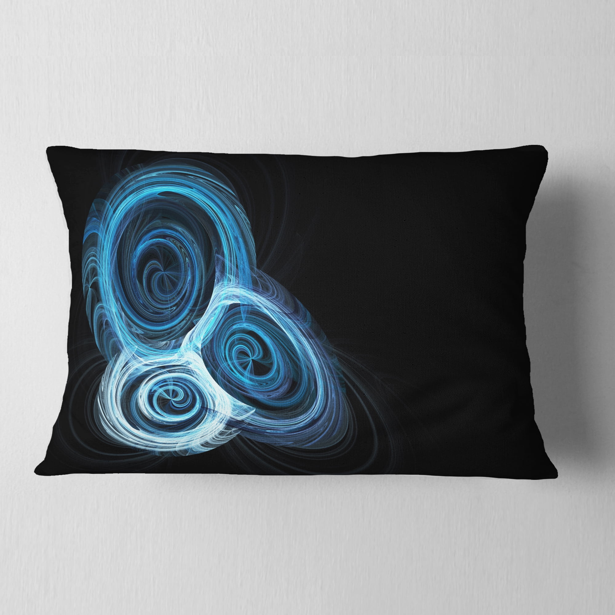 Designart Blue Spiral Nebula on Black - Abstract Throw Pillow - 12x20