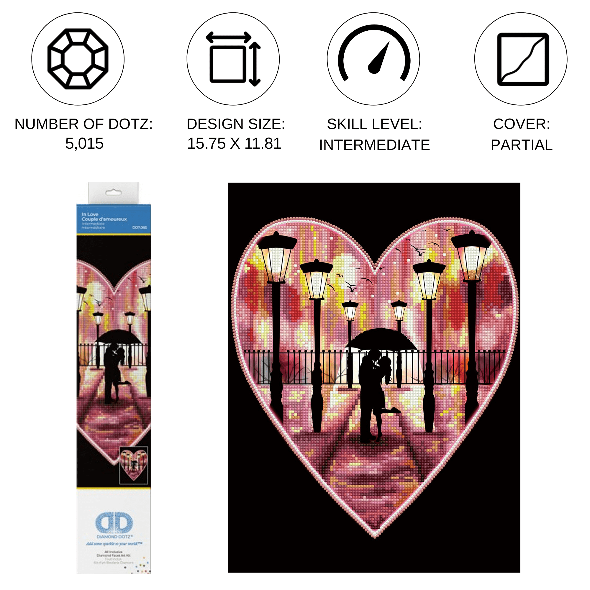 Diamond Dotz In Love Heart Diamond Painting Kit - 15.8" x 11.8"