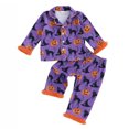 thumbnail image 2 of Likimi Toddler Girls Halloween Pajamas Set Long Sleeve Hallowmas Pumpkin Print Lapel Button Down Pjs Tops With Pants Fashion Outfit Set, 2 of 8