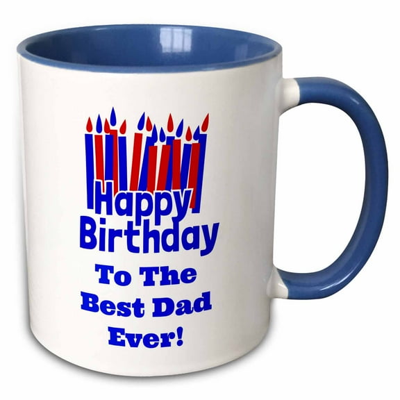 3drose, Happy Birthday - Best Dad Ever, 15oz Two-tone Blue Mug
