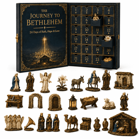 The Journey To Bethlehem Advent Calendar 2026, Christmas Nativity Countdown Calendar with 24 Miniature Religious Figures, Build Your Own Bethlehem Story Scene, Christmas Collectible Gift
