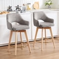 thumbnail image 2 of Zesthouse 26.8″ Swivel Counter Height Bar Stools Set of 2, Upholstered Linen Bar Stools with Back and Wood Legs, Mid Century Modern Barstool Island Chairs for Kitchen Counter, Gray, 2 of 10