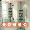 thumbnail image 2 of Yeyebest Corner Shower  Tension Pole, Non-dirlled Metal Shower Pole with 4 Plastic Baskets, Black, 39"-125", 2 of 7