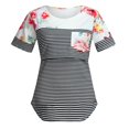 thumbnail image 6 of ZTTD Women Maternity Short Sleeve Floral Stripe Nursing T-shirt Top for Breastfeeding Blouse, 6 of 8