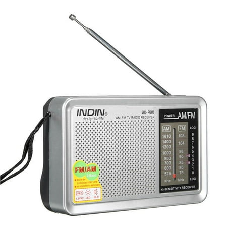 Portable Pocket HIFI Stereo Mini AM/FM Radio Receiver Bulit in Speaker Telescopic Antenna World Frequency W/ Outdoor Speaker Jack 3.5mm AUX Earphone Jack LED Battery (Best Am Fm Radio For Office)