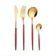 thumbnail image 1 of Vajilla de acero inoxidable Cuchillo de cena Tenedor Cuchara Cuchara de té Juego de cubiertos occidentales Rojo, Acero inoxidable, Rojo, 1 of 4