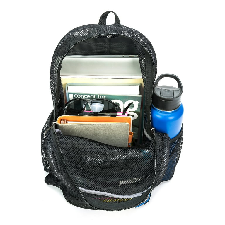 Mesh Backpack Heavy Duty Student Net Bookbag Quality Simple Netting School  Bag Security See Through Daypack Black - Walmart.com