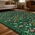 thumbnail image 5 of ARJINCUTE Spring Blooms Vintage Green Area Rugs 9'x12', Non Slip, Low Pile, Soft Touch, Machine Washable, Foldable, 5 of 9